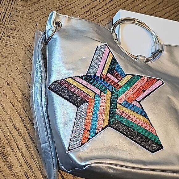 Star ring tote bag silver sequin NWT T shirt and Jeans - Picture 2 of 10